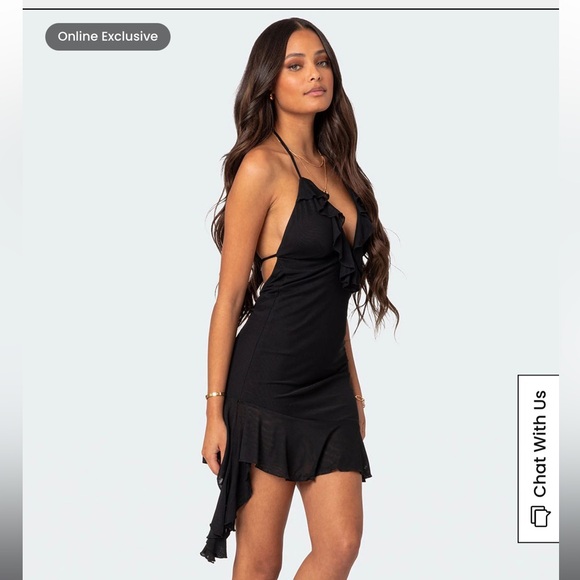 Edikted Soho Open Back Ruffle Mini Dress - Picture 3 of 10